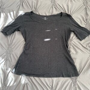 New York & Company Charcoal Short Sleeve Top